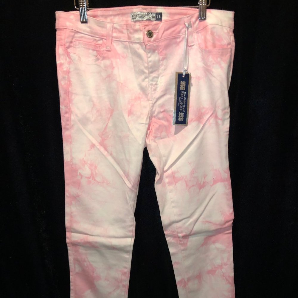 Bleu Jeans Los Angeles NEW Pink White Skinny Jeans Size 11 Women, Size 30 Men